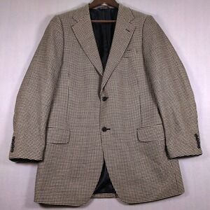 Vtg T. Harris Houndstooth Blazer Mens 42L Gray Sport Coat 100% Wool Suit Jacket